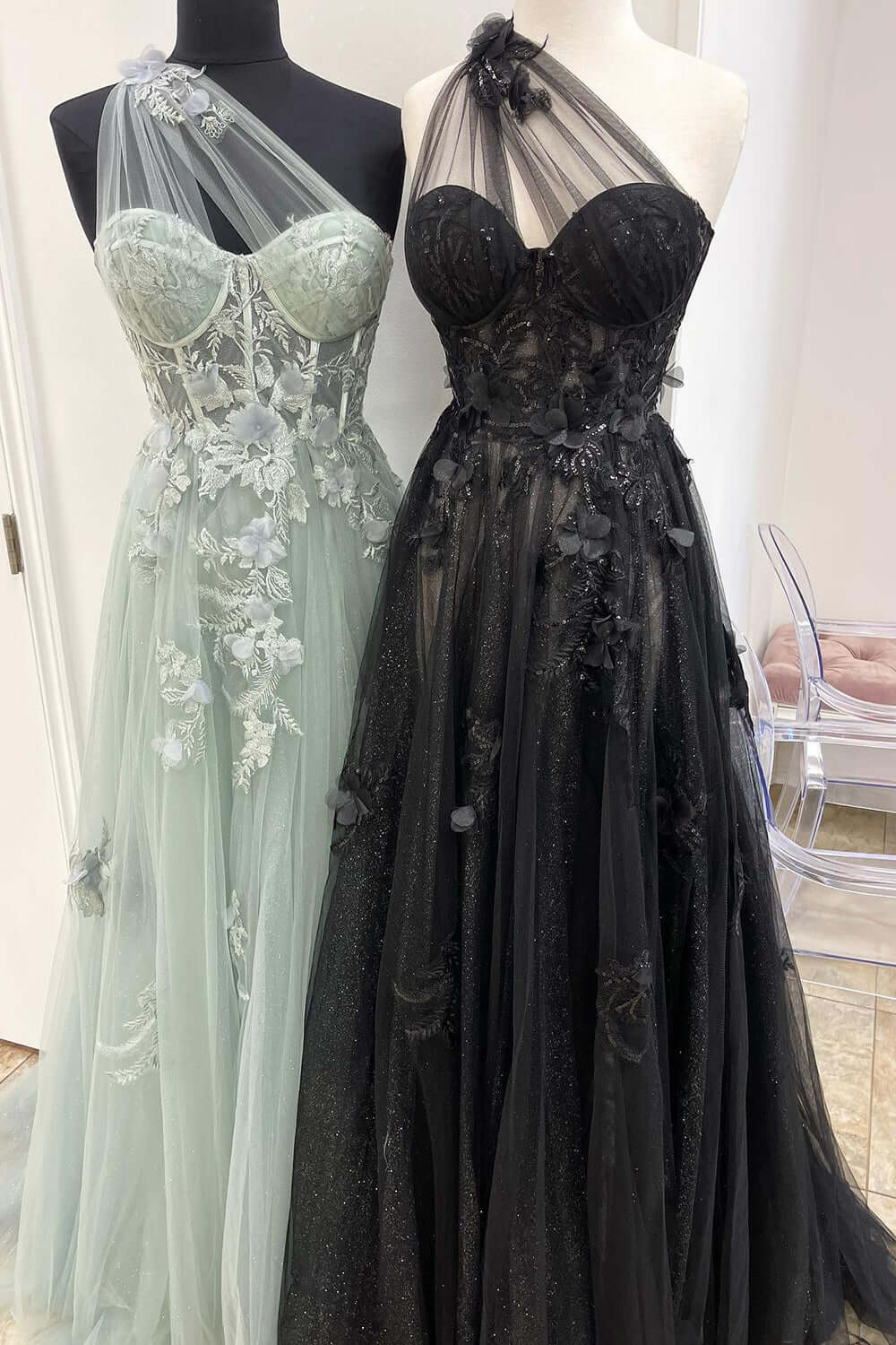Elegant Black Evening Dress with Sheer Straps Beading and Slit