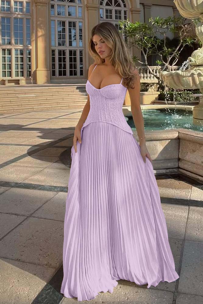 A Line Prom Dress Sleeveless Spaghetti Straps Evening Dress With Lace Appliques