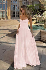 A Line Prom Dress Sleeveless Spaghetti Straps Evening Dress With Lace Appliques