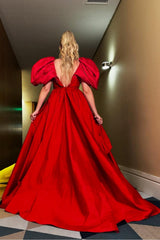 A Line Prom Dress V Neck Satin Sleeveless Evening Dress