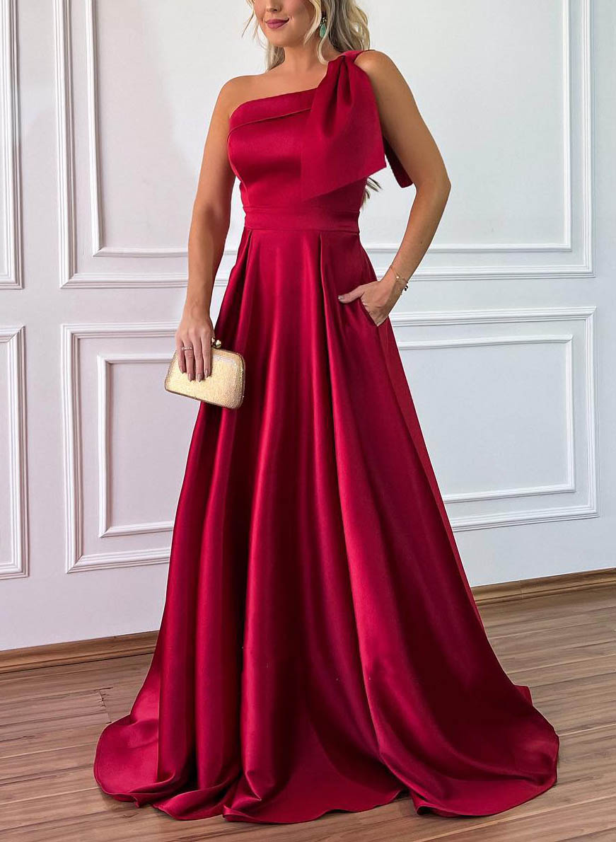 A Line Satin Bridesmaid Dresses With Pockets