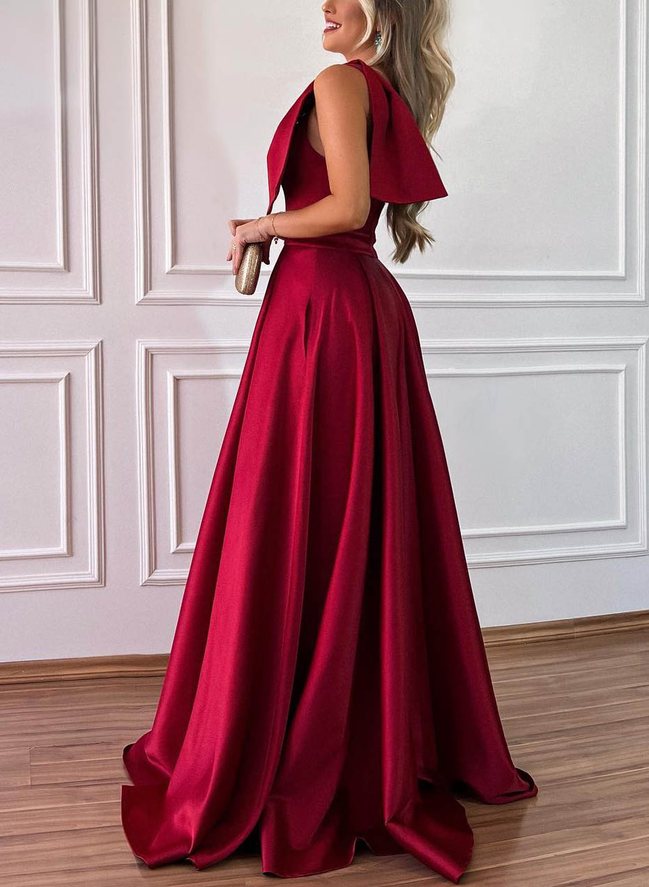 A Line Satin Bridesmaid Dresses With Pockets