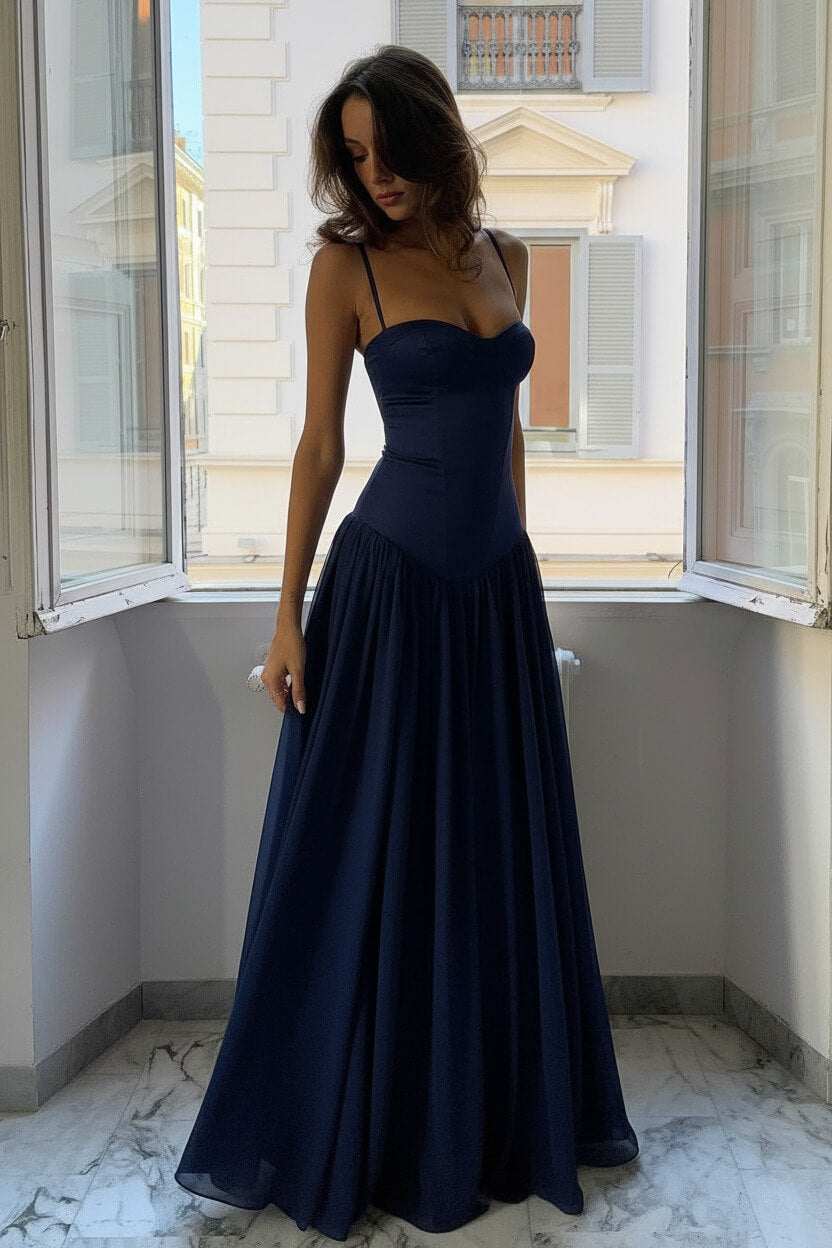 A Line Spaghetti Straps Pink Corset Prom Dress With Ruffles Formal Evening Gown