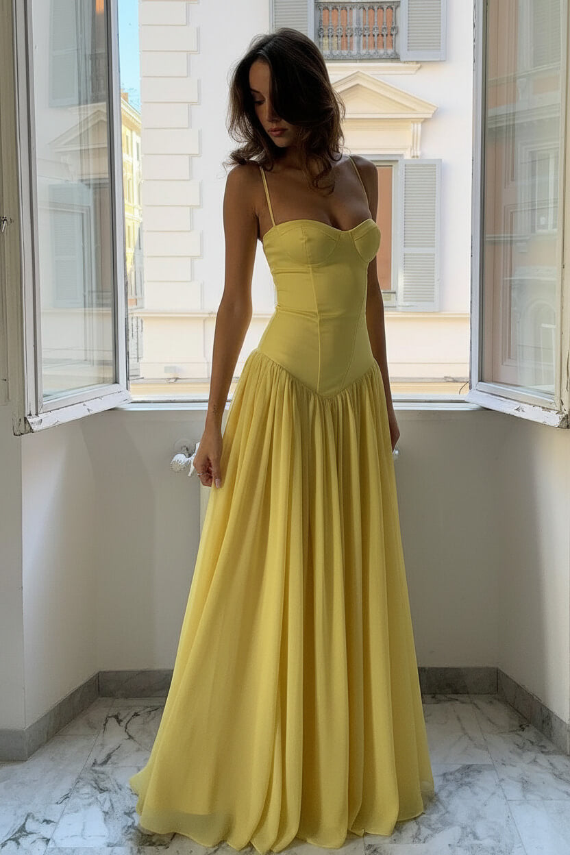 A Line Spaghetti Straps Pink Corset Prom Dress With Ruffles Formal Evening Gown