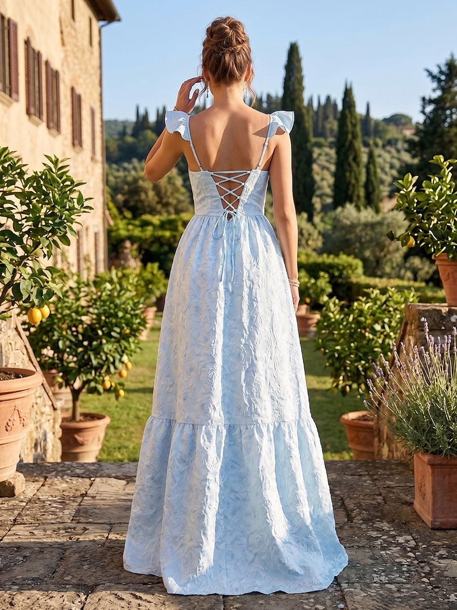 A-Line/Princess Sweetheart Sleeveless Floor-Length Bridesmaid Dresses With Split Side & Ruffle Straps