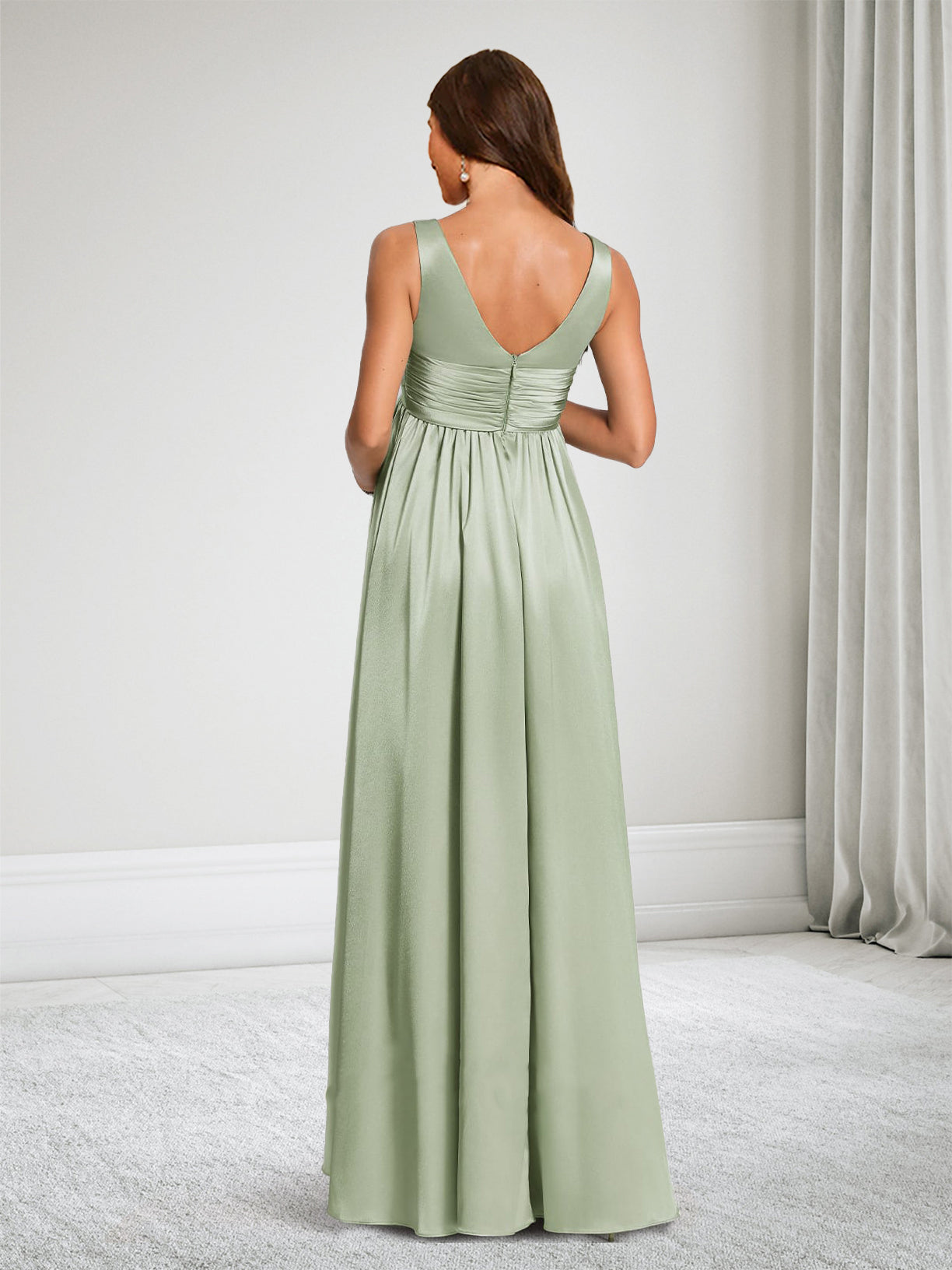 A-Line/Princess V-Neck Maternity Bridesmaid Dresses With Pleats