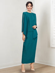 Ankle-Length Mother of the Bride Sheath/Column Dresses with Jewel Neck