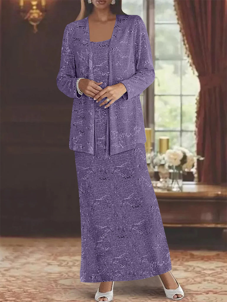 Ankle-length Chiffon Mother of the Bride Dress with Sequins and Jacket
