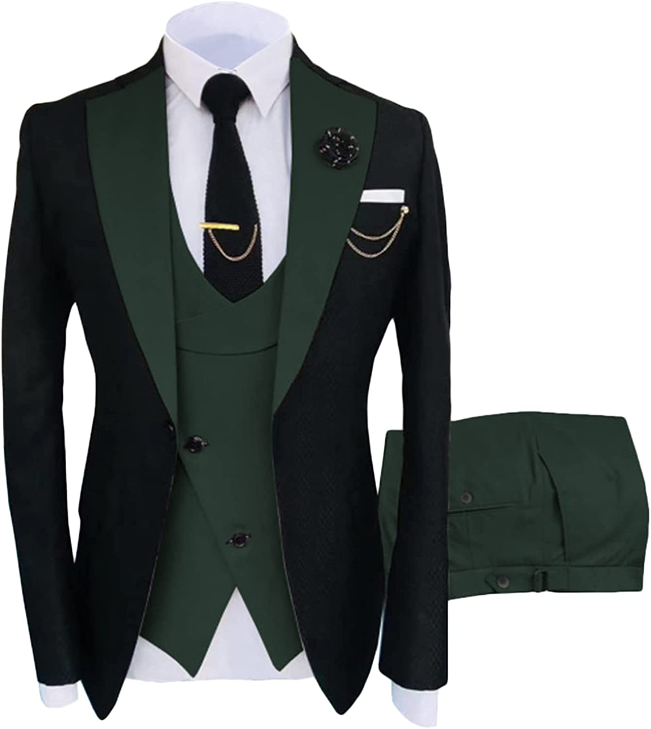 Army Green Shawl Lapel 3 Piece Fashion Prom Suit