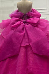 Ball Gown Off Shoulder Sleeveless Beaded Crystal Pleated Lace Up Bow Knot Corset Sparkly Fuchsia Tulle Quinceanera Dress Birthday Party Gown For Sweet 16