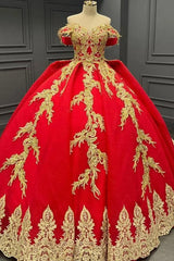 Ball Gown Off Shoulder Sleeveless Fully Gold Beaded Sequins Appliques Lace Up Sparkly Red Tulle Quinceanera Dress Evening Party Gown For Sweet 16