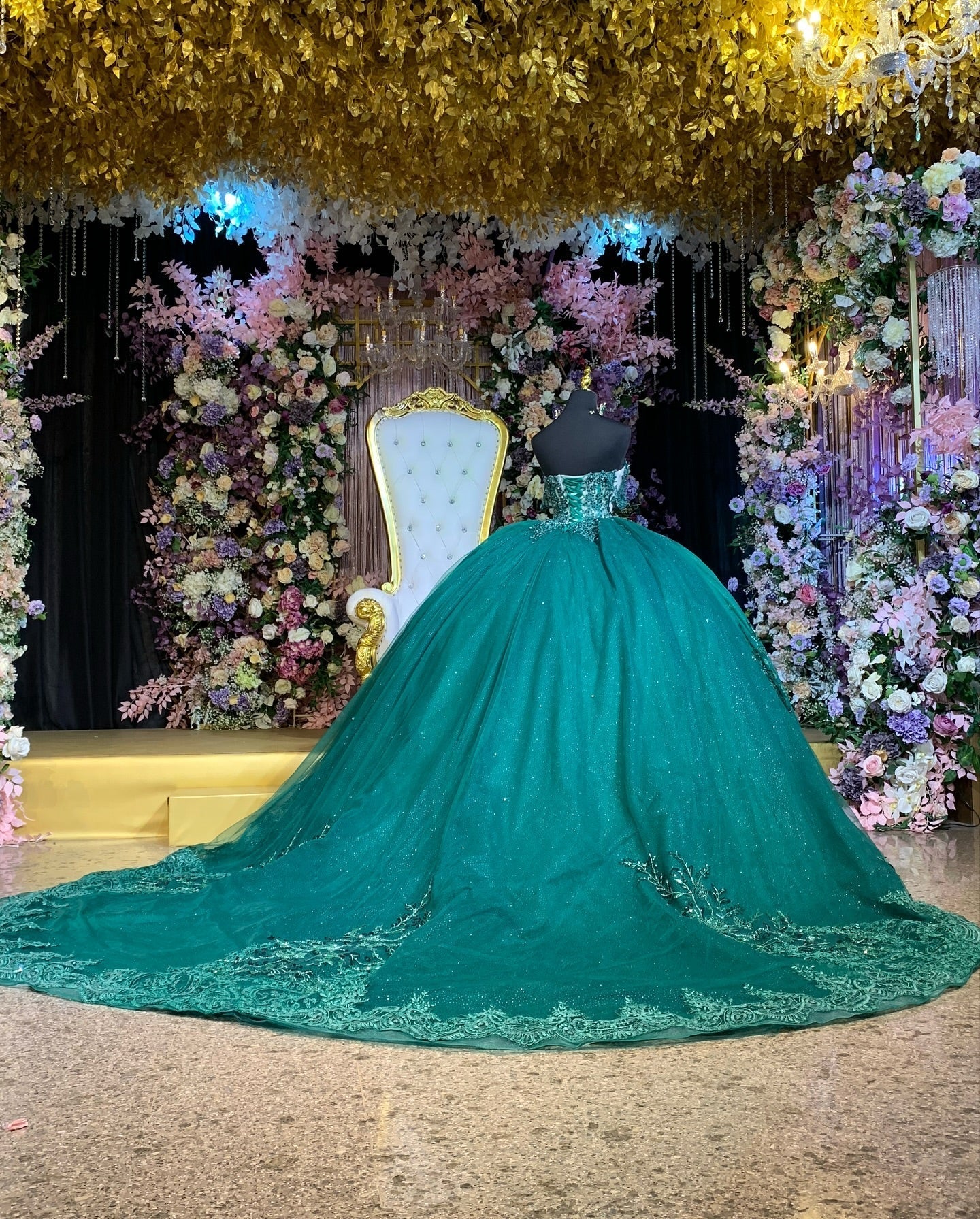 Ball Gown Off Shoulder Sleeveless Pleated Fully Beaded Appliques Dark Green Tulle Quinceanera Dress Birthday Party Dress Formal Evening Gown For Sweet 16