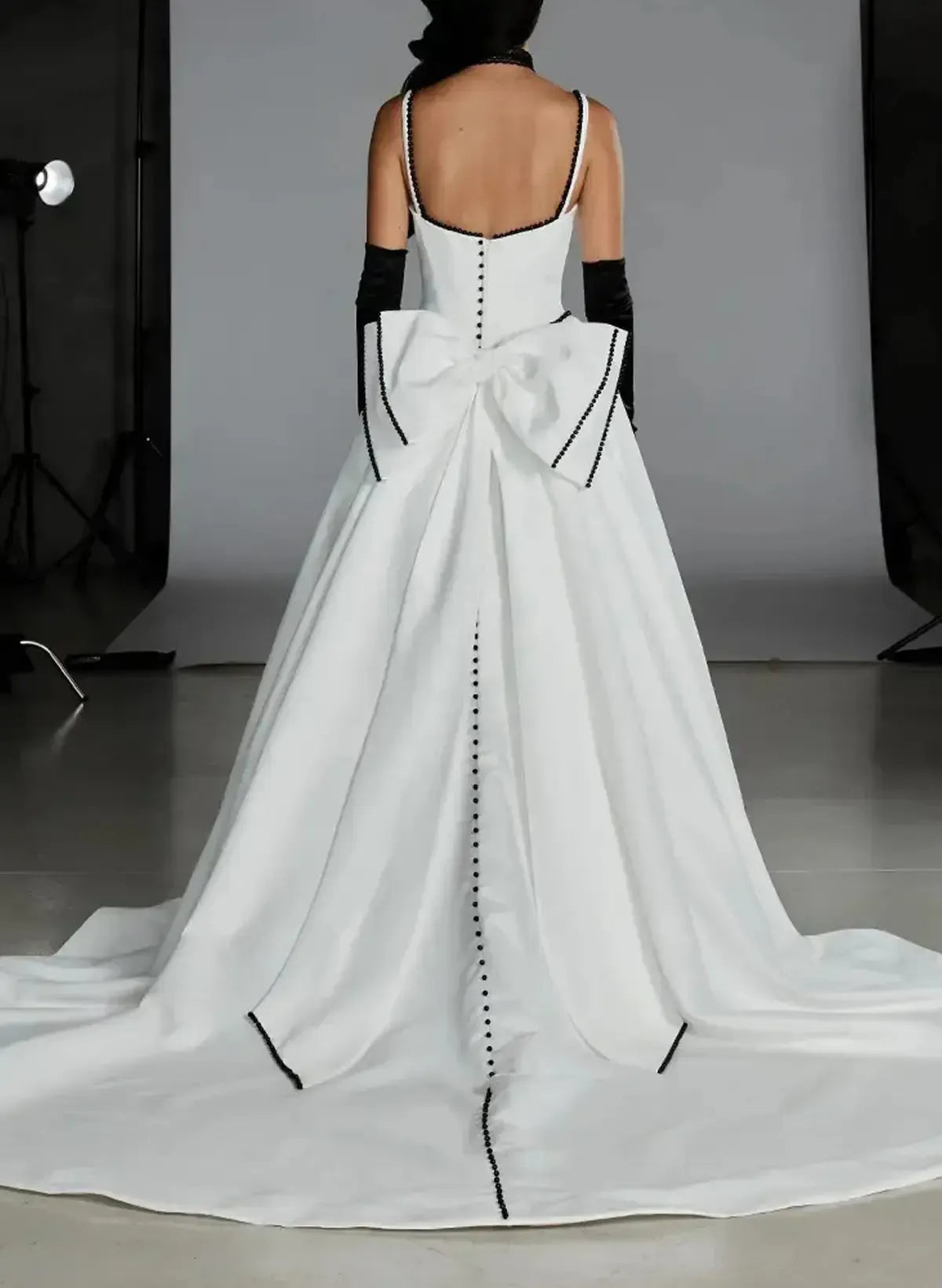 Ball Gown Off the Shoulder Sleeveless Chapel Train Satin Wedding Dress with Bow