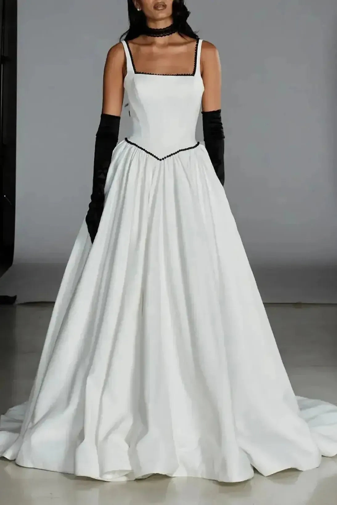 Ball Gown Off the Shoulder Sleeveless Chapel Train Satin Wedding Dress with Bow