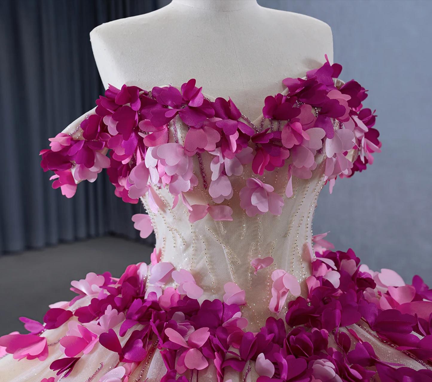 Ball Gown Quinceanera Dress Sweetheart Neck Sweet 16 Dress with 3D Flowers