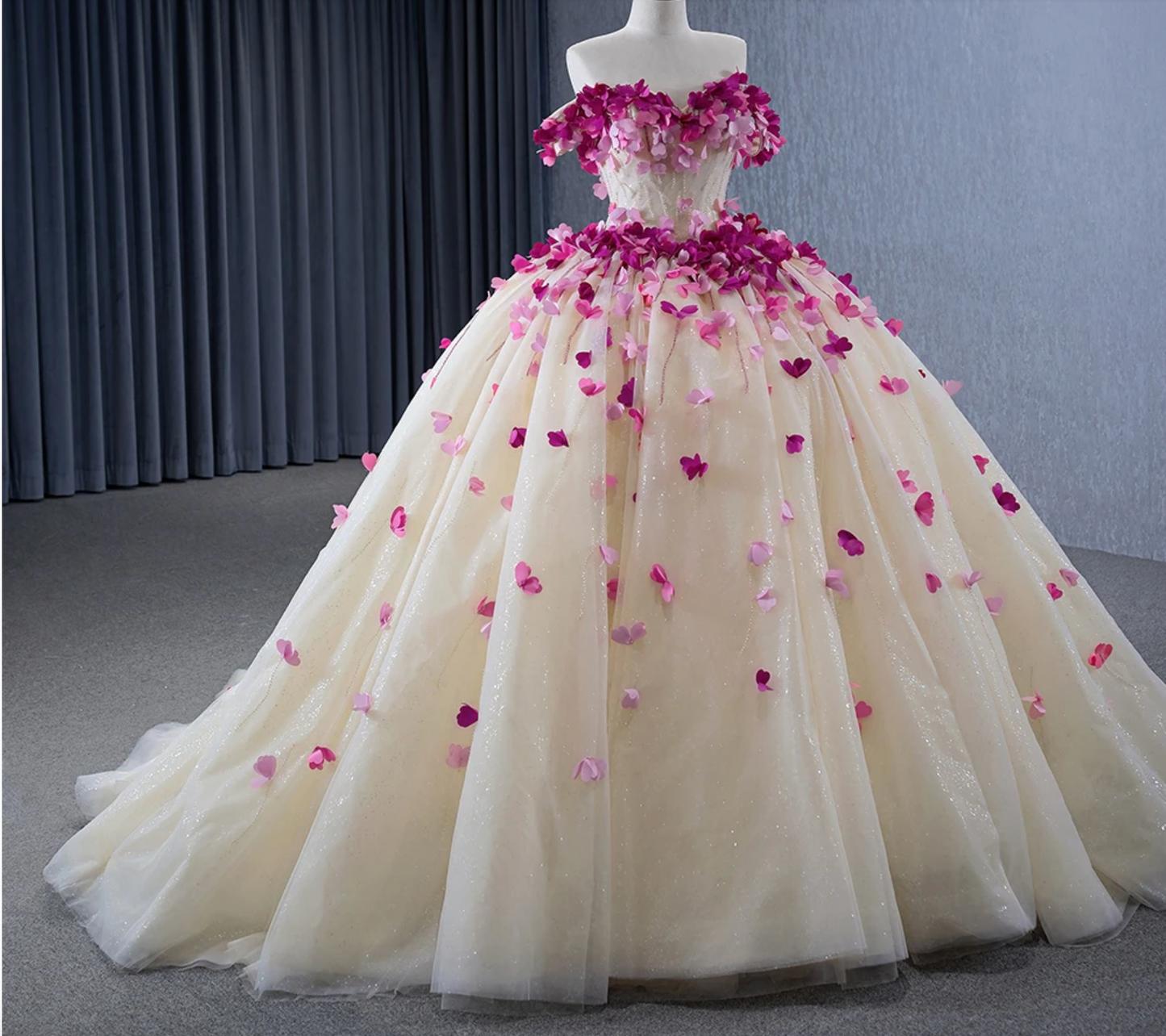 Ball Gown Quinceanera Dress Sweetheart Neck Sweet 16 Dress with 3D Flowers