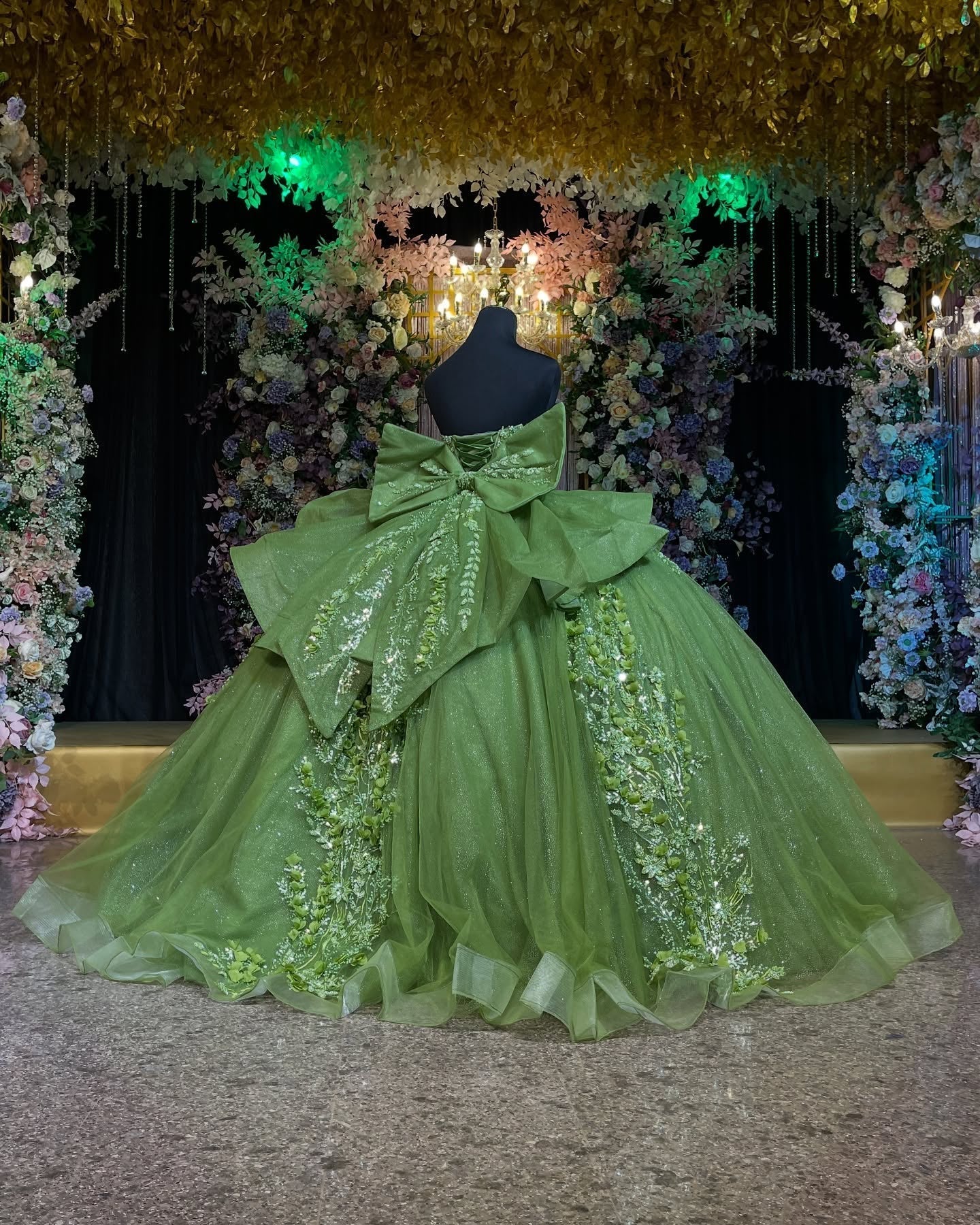 Ball Gown Strapless Sleeveless Pleated Fully Beaded Appliques Shawl Bow Knot Sage Green Tulle Quinceanera Dress Birthday Party Dress For Sweet 16 Evening Formal Gown