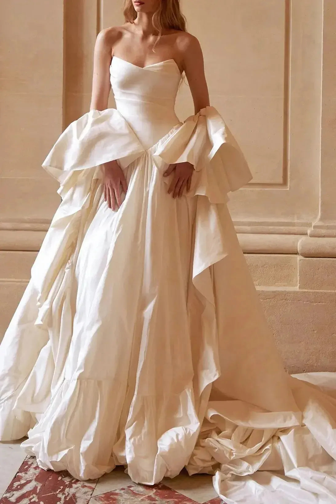 Ball Gown Strapless Sleeveless Royal Taffeta Wedding Dress