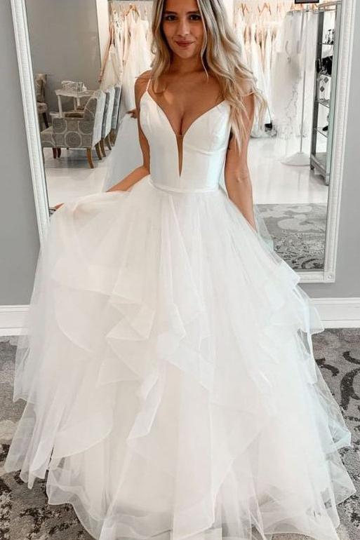 Ball-Gown Wedding Dress with Cascading Ruffles