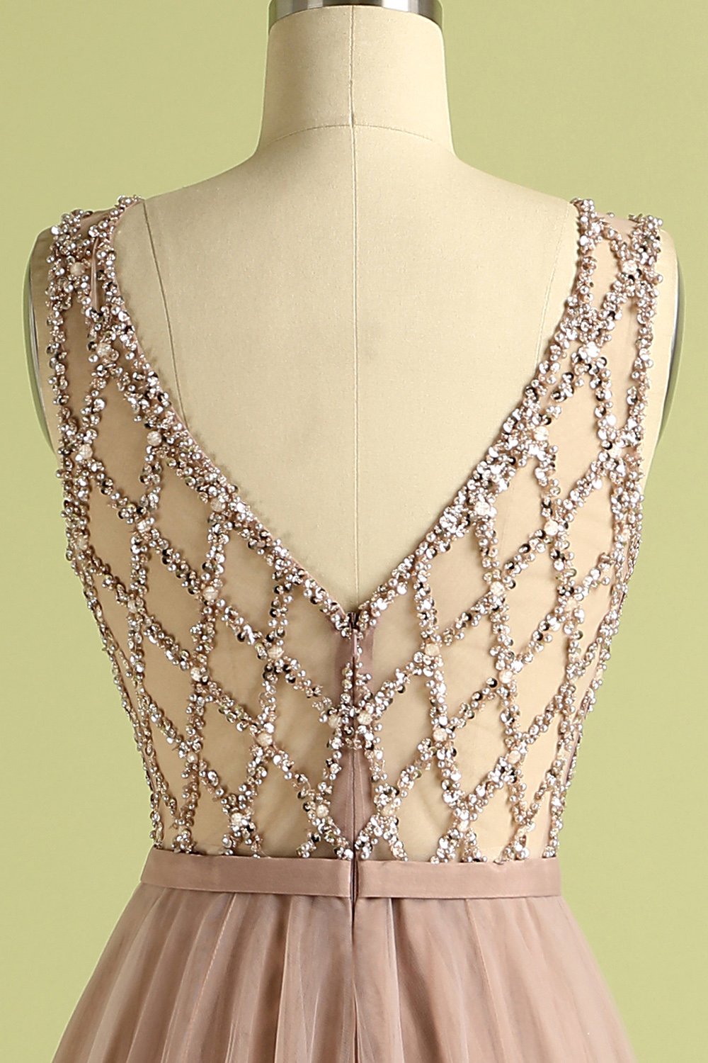 Beaded Long Tulle Bridesmaid Evening Dress