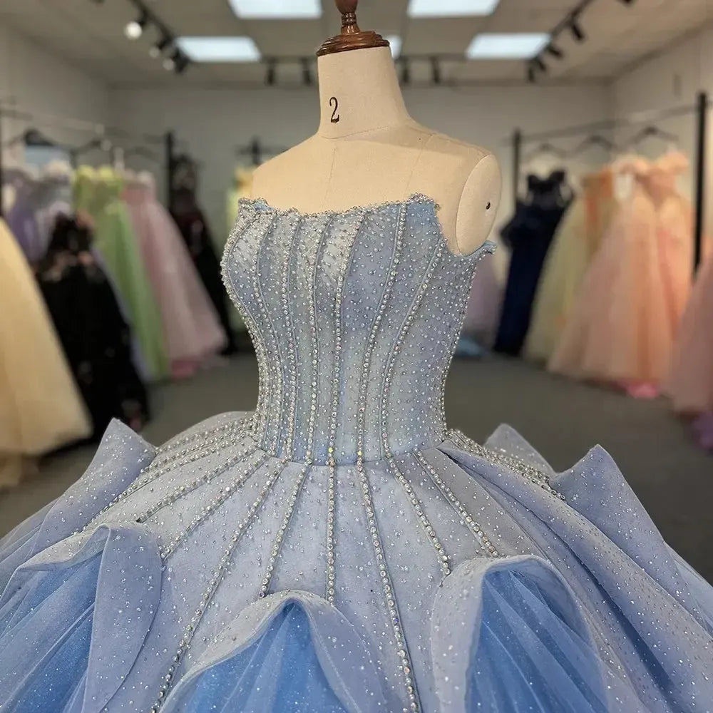 sweet 16 dresses in blue Shiny Navy Blue Ball Gown Off Shoulder Applique quinceanera dresses Sweet 16 15