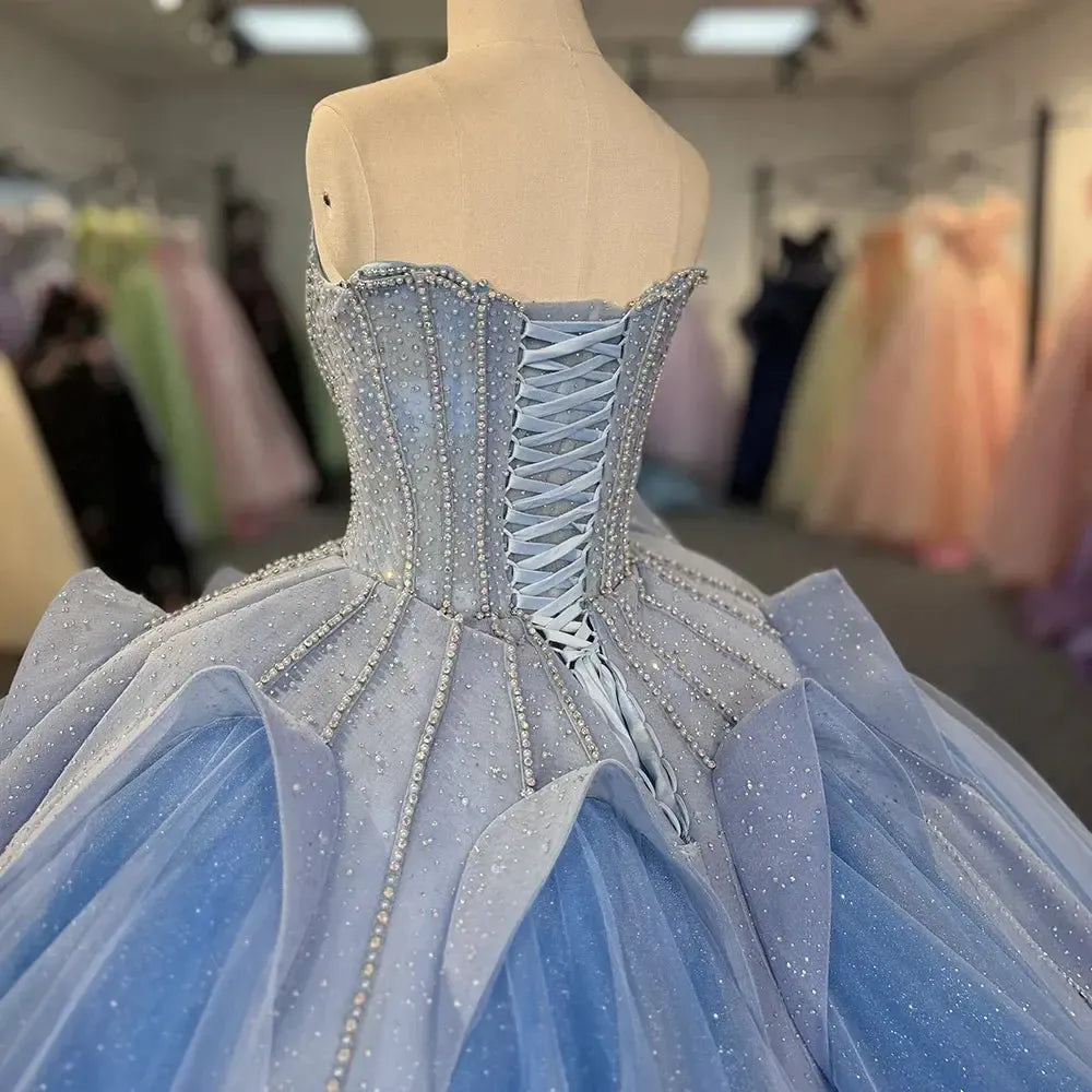 Dreamyannie Beautiful Blue Quinceanera Dress 2025 Sequin Ball Gown Lace Up Sweet 16 Dress – Dreamyannie UK Dreamyannie Beautiful Blue Quinceanera Dress 2025 Sequin Ball Gown Lace Up Sweet 16 Dress – Dreamyannie UK