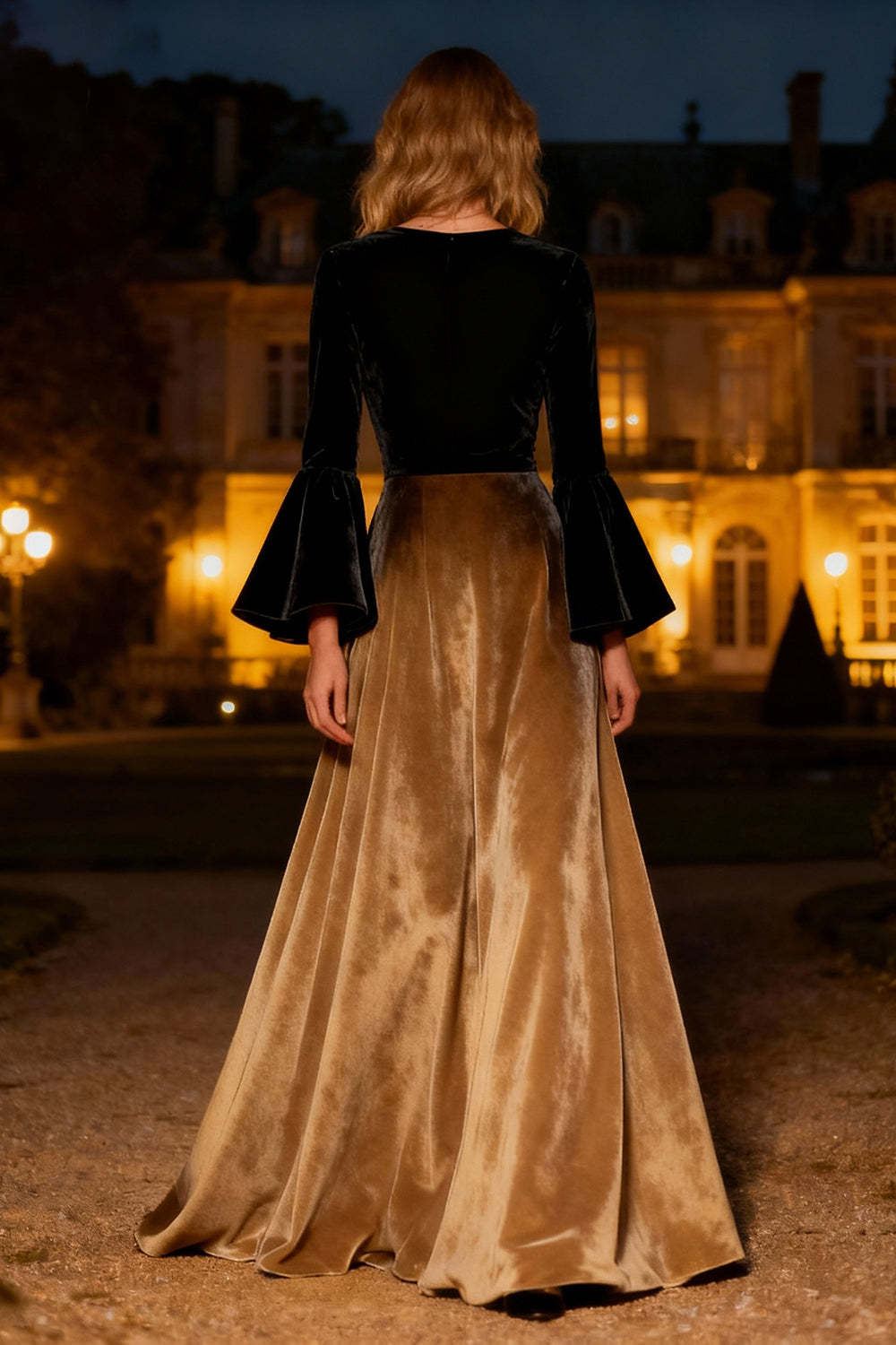 Black A-Line Velvet Long Sleeves Holiday Party Dress
