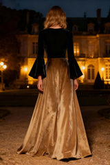 Black A-Line Velvet Long Sleeves Holiday Party Dress