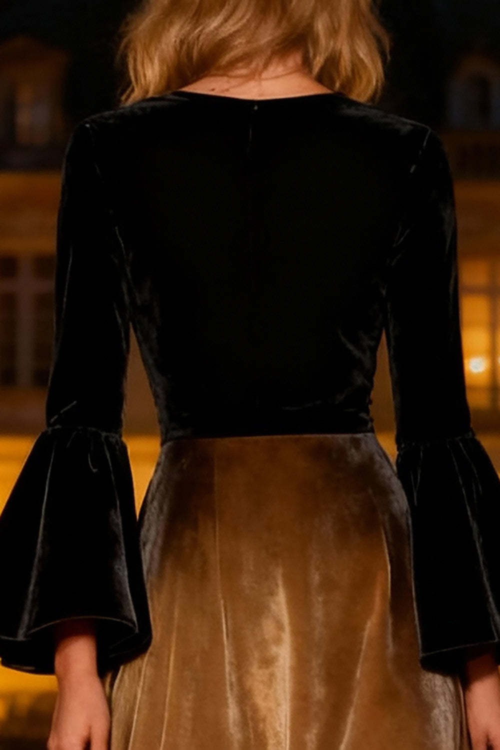 Black A-Line Velvet Long Sleeves Holiday Party Dress