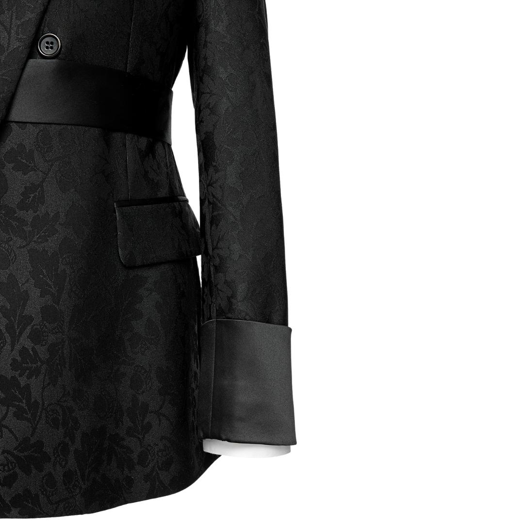 Black Jacquard Shawl Lapel Double Breasted Wedding Suit