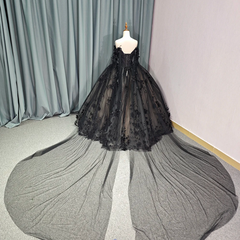 Black Long Sleeve Quinceanera Dress Ball Gown Off The Shoulder Sweet 16 Dress