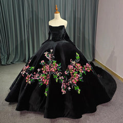 Black Off Shoulder Princess Quinceanera Dress Ball Gown Sweet 16 Dress