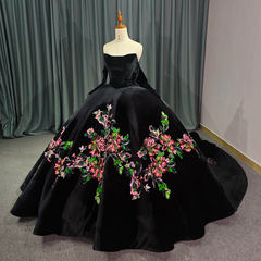 Black Off Shoulder Princess Quinceanera Dress Ball Gown Sweet 16 Dress