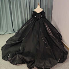 Black Off the Shoulder Quinceanera Dress Long Sleeve Ball Gown Sweet 16 Dress