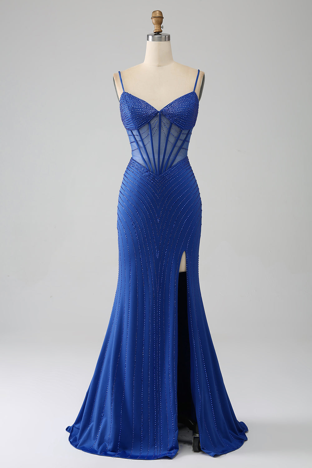 Black Prom Dress Beaded Mermaid Corset Long Evening Dress with Slit   Dreamyannie UK
