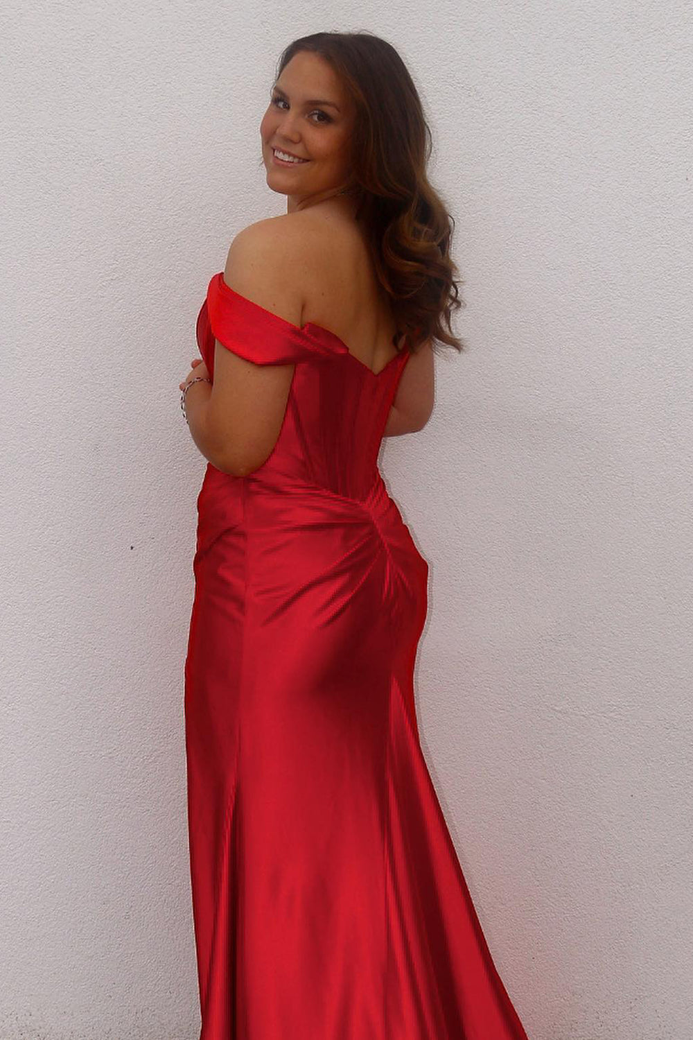 Black Prom Dress Corset Off the Shoulder Long Evening Dress with Slit