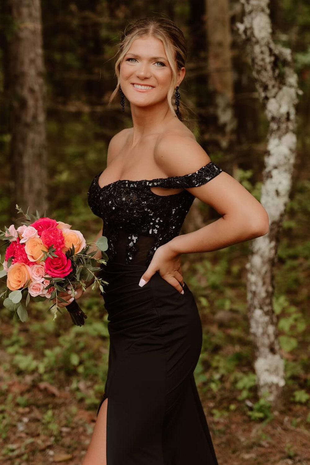 Black Prom Dress Mermaid Corset Long Evening Dress With Appliques