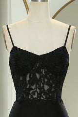 Black Prom Dress Mermaid Spaghetti Straps Long Corset Evening Dress