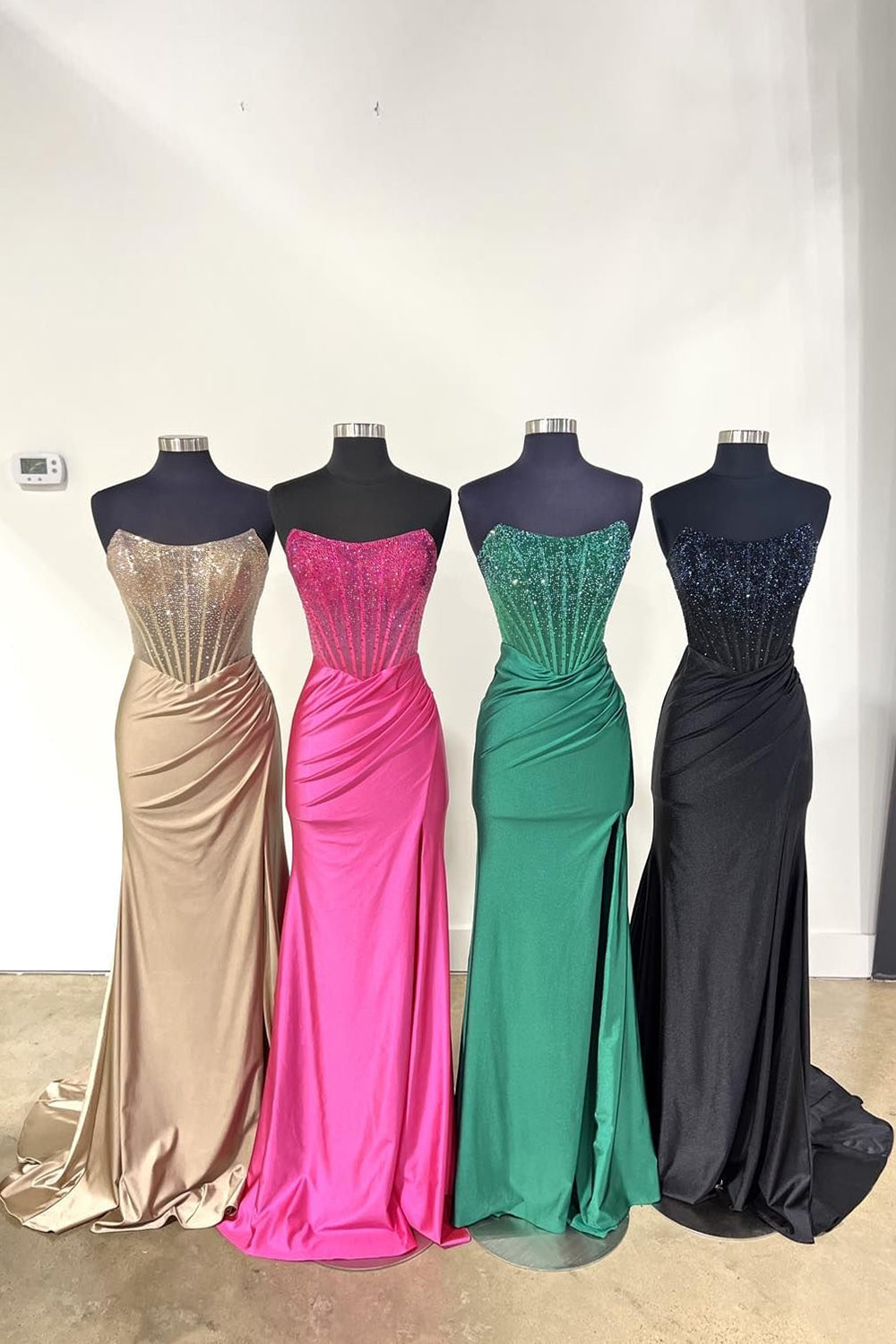 Black Prom Dress Mermaid Strapless Corset Long Evening Dress with Sequined