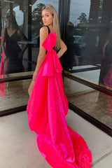 Black Prom Dress V-Neck Corset Velvet Mermaid Formal Dress With Fuchsia Cape