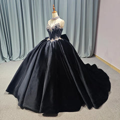 Black Shiny Princess Quinceanera Dress Strapless Sweet 16 Dress Lace Beads 15Th Party Gown Ball Gown Dress