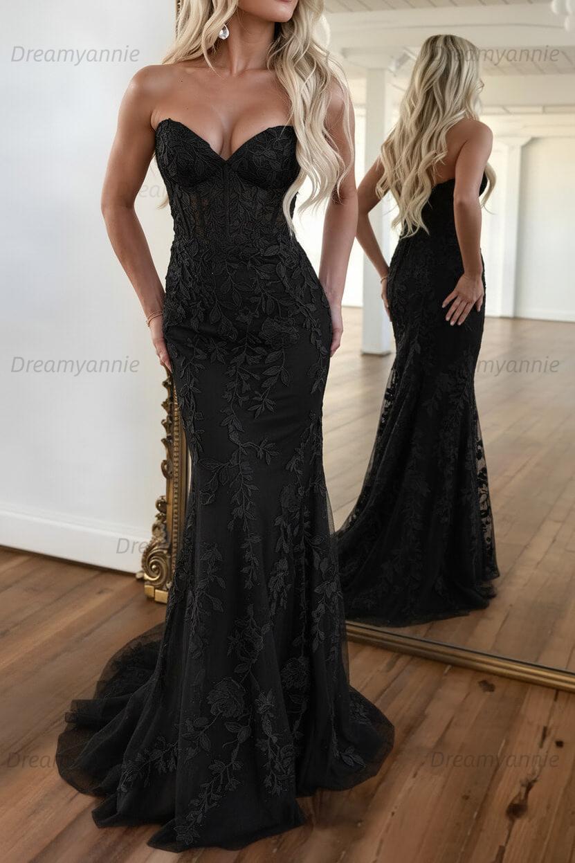 Mermaid Prom Dress Purple Sweetheart Evening Dress With Appliques