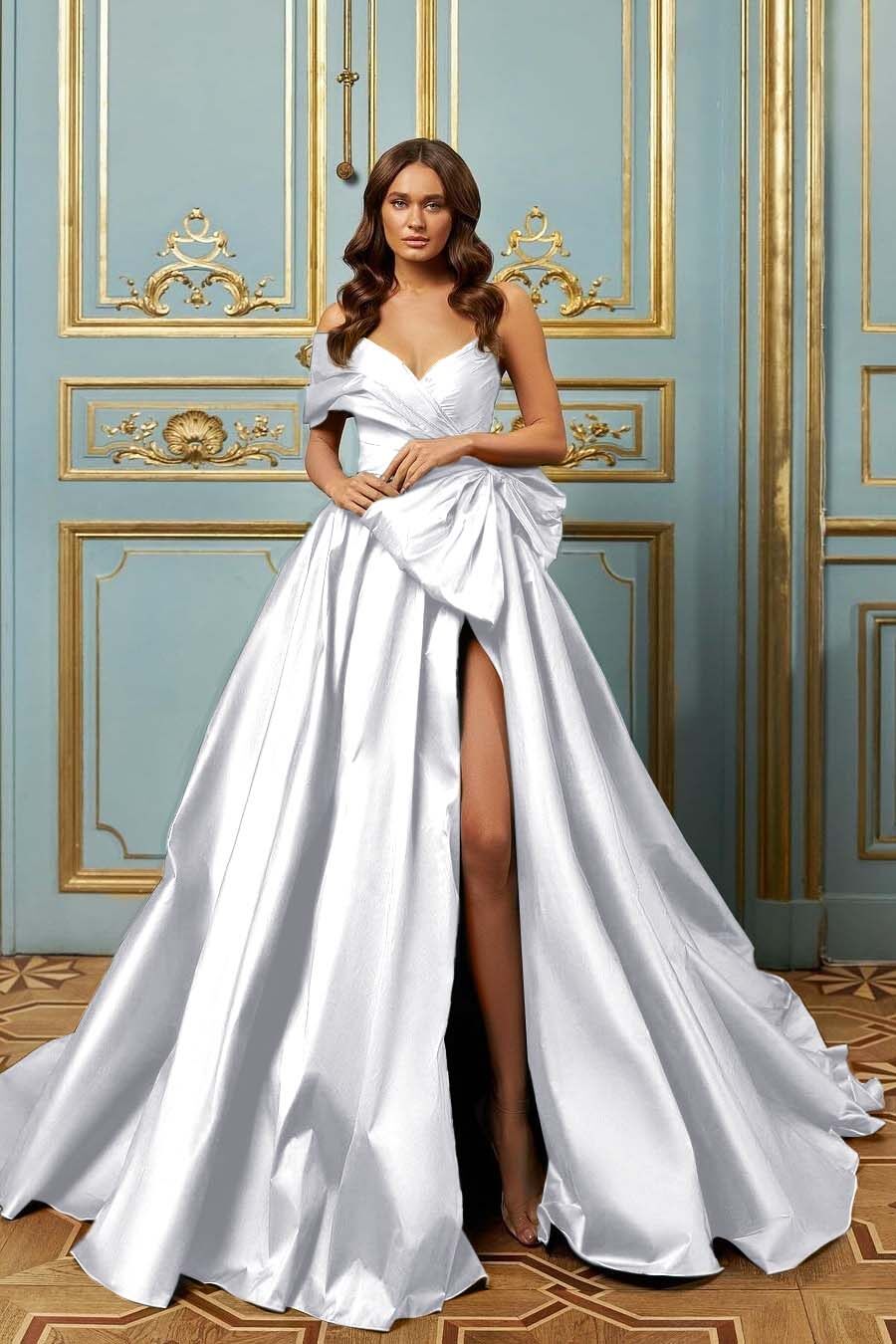 Blue A Line Prom Dress One Shoulder Satin Evening Dress