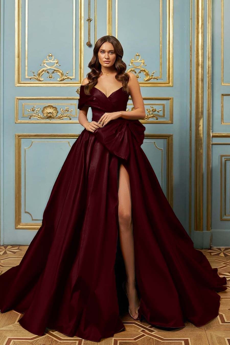 Blue A Line Prom Dress One Shoulder Satin Evening Dress