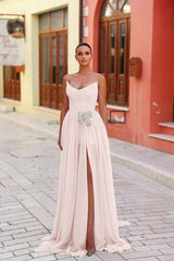 Blue A Line Prom Dress Sleeveless Strapless Beaded Evening Dress