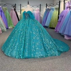 Blue Ball Gown Princess Girl Sweet 15 Quinceanera Dress Prom Party Gowns Dress