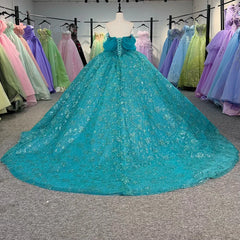 Blue Ball Gown Princess Girl Sweet 15 Quinceanera Dress Prom Party Gowns Dress