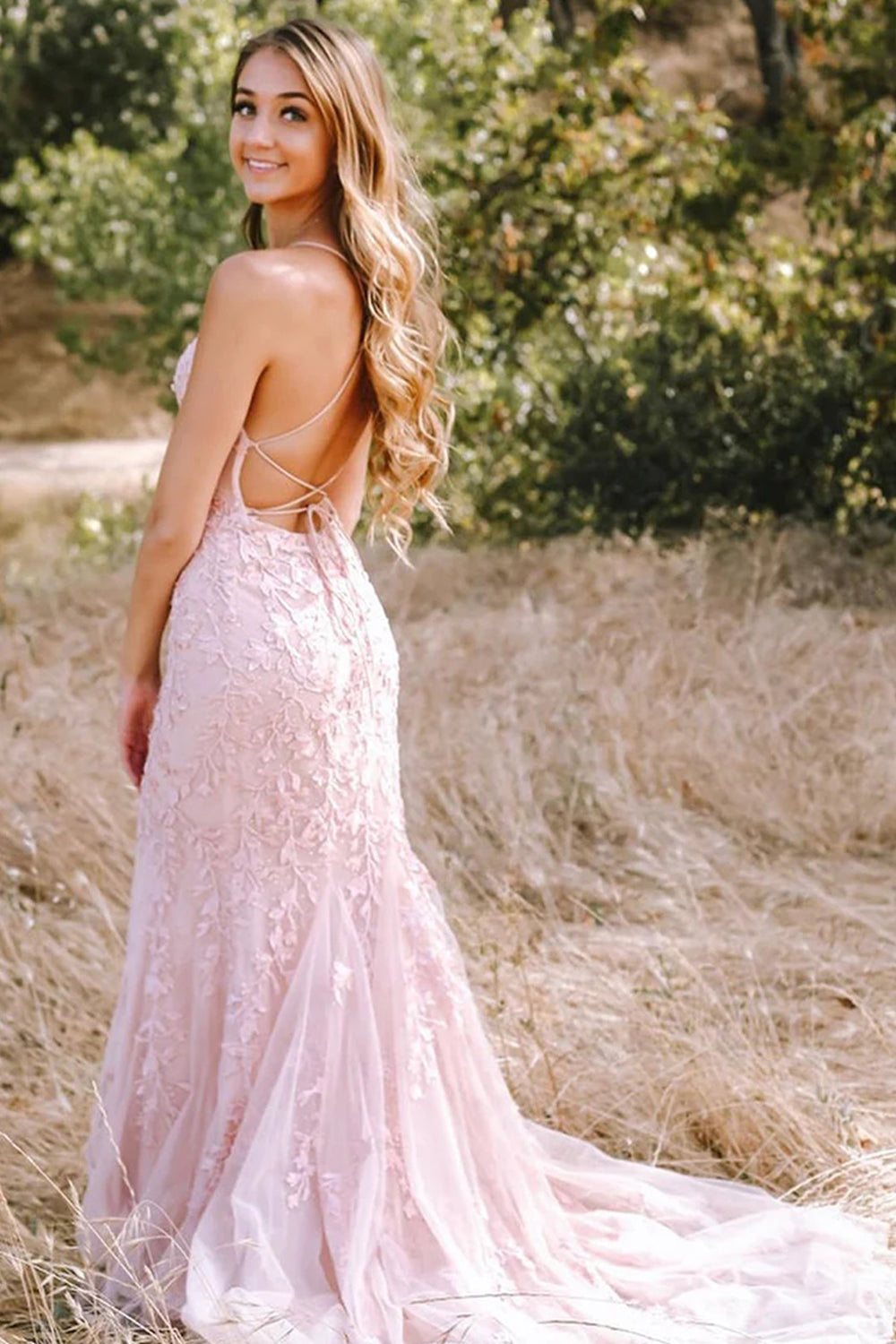 Blue Lace Mermaid Backless Prom Dress Tulle Evening Dress Dreamyannie UK Blue Lace Mermaid Backless Prom Dress Tulle Evening Dress Dreamyannie UK