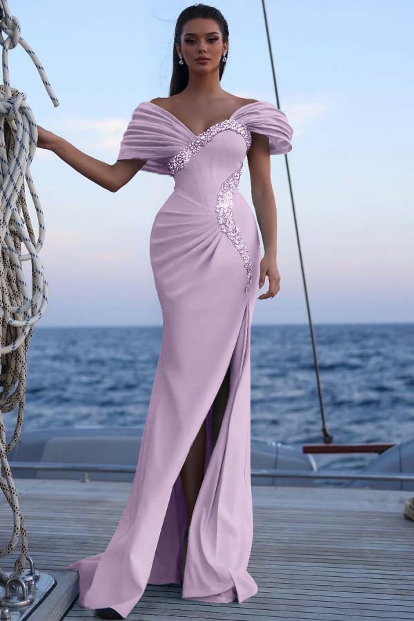 Blue Mermaid Prom Dress Beaded Off the Shoulder Evening Dress
