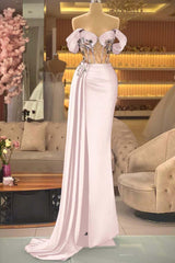 Blue Mermaid Prom Dress Off the Shoulder Beaded Evening Dress